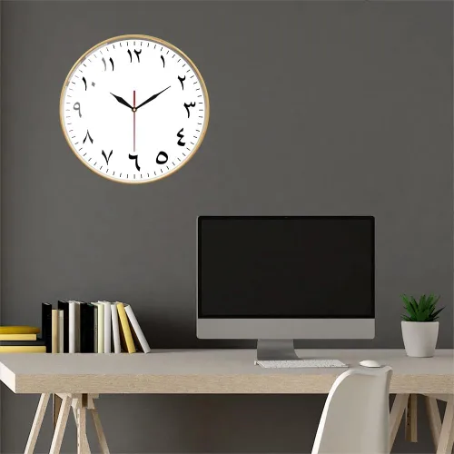 Vista 6 de Reloj de pared de cuarzo silencioso con números arábigos de 12 pulgadas con marco de madera, reloj de pared analógico de madera para colgar números