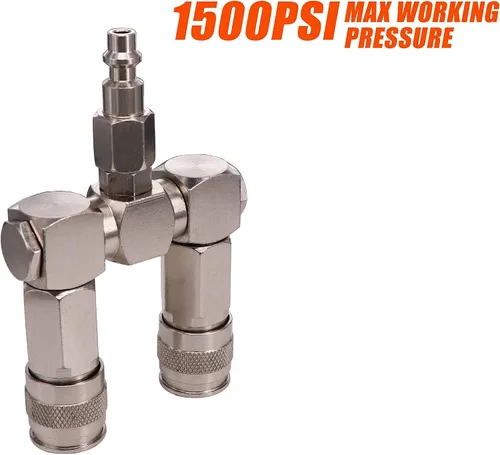 Vista 2 de Accesorios de divisor de manguera de aire de 2 vías,Conector de manguera de aire de resistencia a alta presión, Diseño giratorio de 360