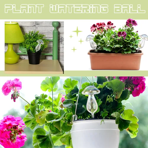 Vista 7 de meekoo 10 globos de riego de plantas de vidrio para riego automático al aire libre, dispositivo de inserción de maceta con degradado de arco iris