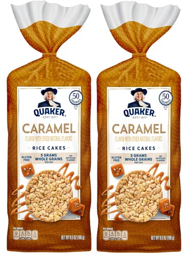 Vista 2 de Quaker - Pasteles de arroz, caramelo, bolsas de 6.5 onzas, (paquete de 2) con servilletas del mercado del área de la bahía