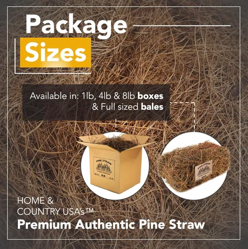 Vista 2 de Home and Country USA Mantillo de paja de pino prémium de 4 libras para paisajismo, material orgánico hecho de auténticas agujas de pino, ideal
