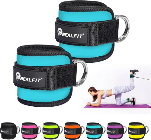 Vista 12 de NEALFIT Correa de tobillo para máquina de cable, tobillera de gimnasio para patadas, extensiones de piernas, entrenamientos de glúteos, abductores