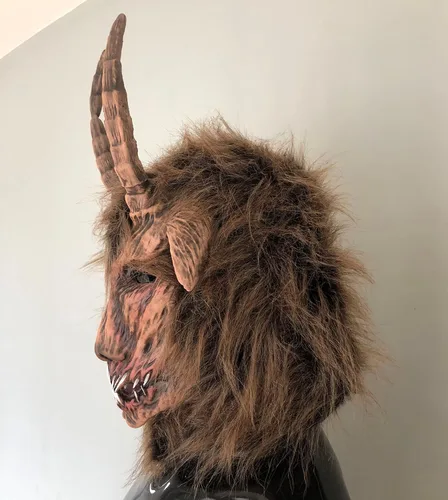 Vista 8 de Disfraz completo de máscara y piernas de diablo de cabra con cuernos de Zagone