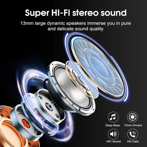 Vista 2 de Csasan Auriculares inalámbricos Bluetooth 5.3, auriculares intraurales de reproducción de 40 horas, mini auriculares Bluetooth con micrófono ENC