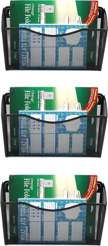 Vista 7 de EASEPRES Organizador de archivos colgante de malla de un solo bolsillo, soporte vertical para archivador de revistas, cesta de montaje, carpeta