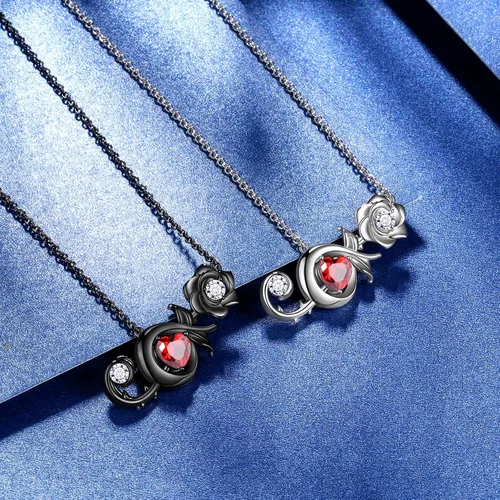 Vista 5 de beautlace Rosa Notas Musicales Collares PlataNegro Pistola Plateado Treble Clef Music Note Colgante Flor Regalos para Mujeres KP0227