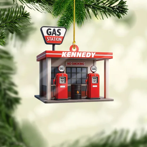 Vista 18 de Adorno de Navidad personalizado con bomba de gas, decoración retro personalizada para árbol de vacaciones, recuerdo único para trabajadores