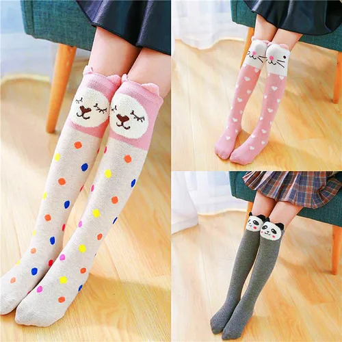 Vista 6 de EIAY Shop Calcetines de algodón para niños hasta la rodilla, lindos animales de dibujos animados para niños de 3 a 8 años