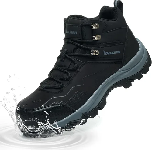 Vista 7 de Botas impermeables con punta de acero para hombres, de ancho amplio, antideslizantes, para trabajo, ligeras, zapatos de seguridad, antideslizantes
