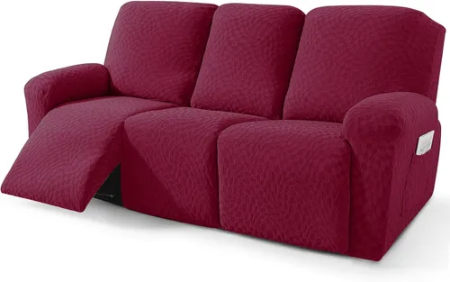 Vista 29 de ZNSAYOTX 2026 Funda elástica para sillón reclinable de 3 piezas (61 cm-94 cm) Fundas súper suaves para silla reclinable con bolsillo grande y lazos