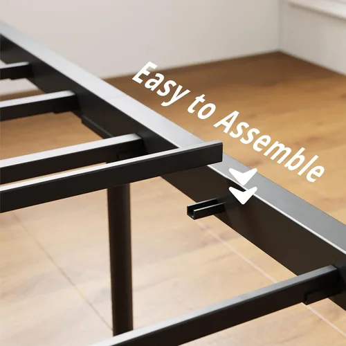 Vista 6 de LIKIMIO - Armazón de cama tamaño King con 4 cajones de almacenamiento, cama de plataforma con cabecera tapizada, resistente y estable, sin ruido,