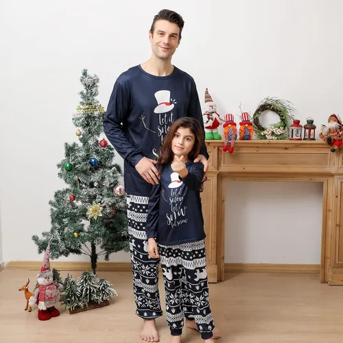 Vista 3 de ANGELGGH Conjunto de pijamas de Navidad familiares a juego, lindas pijamas de vacaciones con parte superior y pantalones impresos, pijamas