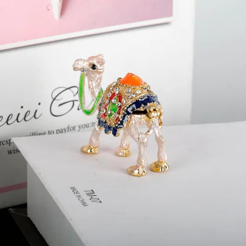 Vista 7 de SEVENBEES Figura coleccionable de camello Exquisita caja de joyería con bisagras de cristal, perfecta para los amantes de los camellos como adorno