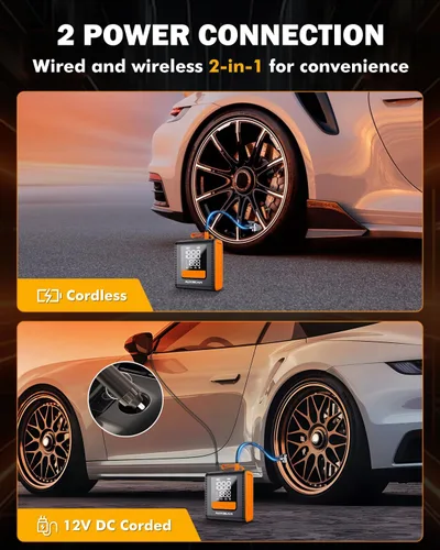 Vista 6 de AUXBEAM Inflador de neumáticos de la serie H4, compresor de aire portátil, 150PSI 2 en 1, inflador de neumáticos de automóvil, portátil, 4 modos