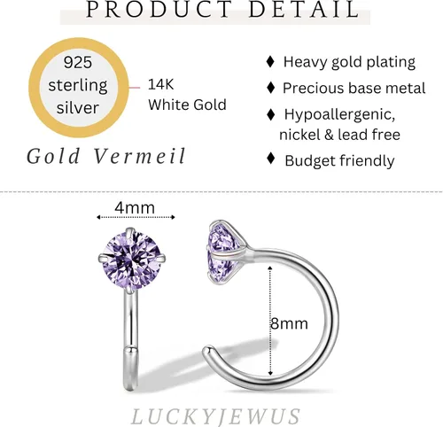 Vista 20 de Aretes pequeños de plata de ley 925 para mujer