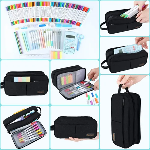 Vista 4 de Homecube Bolsa de almacenamiento de tela Oxford, soporte para bolígrafos, bolsa de maquillaje, organizador de papelería, bolsa para lápices
