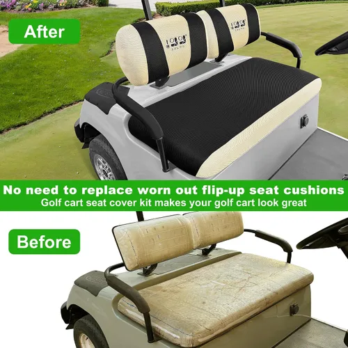 Vista 7 de Funda de asiento de carrito de golf, transpirable, lavable, fácil de instalar, tela de malla, funda de asiento de carrito de golf para Yamaha G2 G9