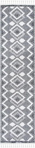 Vista 3 de SAFAVIEH Tapete grueso marroquí con borlas, 2 pies 2 pulgadas x 9 pies, color marfil y negro, no desprende pelusa y de fácil cuidado, 0.75 pulgadas