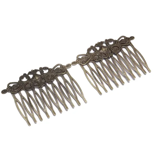 Vista 6 de 5 unids/lote 52 × 2.205 in pasadores de bronce antiguo dientes horquillas de metal hallazgos DIY peine de pelo suministros para la fabricación