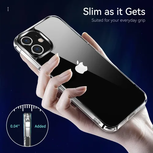 Vista 8 de JJGoo Compatible con iPhone 12 y 12 Pro funda transparente, transparente a prueba de golpes, delgada, antiarañazos, carcasa protectora trasera