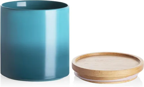 Vista 13 de Recipientes de cocina Sweejar, tarro de almacenamiento de cerámica para alimentos, recipientes apilables con tapa hermética de madera para servir