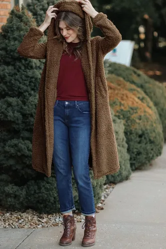 Vista 8 de Pretty Garden Abrigos de invierno para mujer, chaquetas largas con capucha de forro polar
