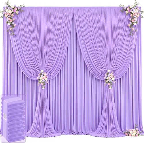 Vista 46 de 20 pies x 12 pies Cortinas de Telón de Fondo Azul Bebé Sin Arrugas para Bodas y Fiestas, Telón de Fondo de Tela Azul, Cortinas para Bodas