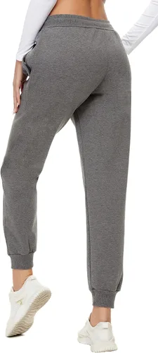 Vista 10 de MOUEEY Pantalones deportivos súper cálidos con forro de sherpa para mujer, pantalones deportivos de forro polar con bolsillos con cremallera