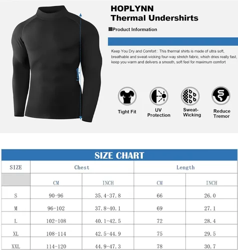 Vista 6 de HOPLYNN Paquete de 4 camisas térmicas de compresión de manga larga con cuello alto para hombre