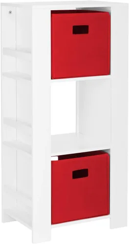 Vista 14 de RiverRidge Book-Nook Tower - Estantería infantil y organizador de almacenamiento de juguetes con 3 cubos y 6 estantes para libros, organizador