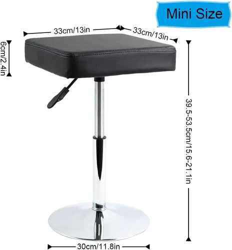 Vista 3 de FURWOO Taburete cuadrado negro para salón – Taburete de altura ajustable para tocador, manicura, tienda, peluquería oficina en casa, pequeño