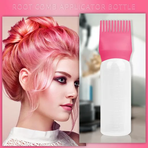 Vista 7 de Paquete de 2 herramientas aplicadoras de peine de raíces de 6 onzas, botella aplicadora de aceite para el cabello con dispensador de aceite