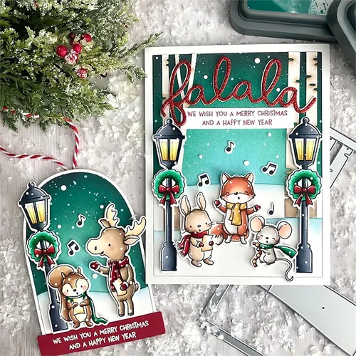 Vista 2 de FA La La La - Juego de sellos y troqueles de silicona transparente para hacer tarjetas, plantillas de corte para álbumes de recortes, álbum