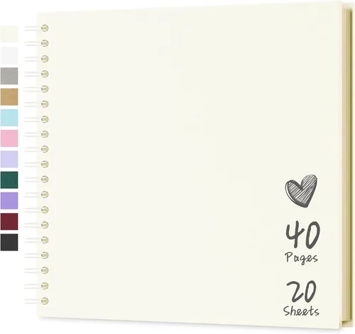 Vista 35 de Álbum de recortes de 7 x 7 pulgadas, álbum de recortes DIY de tapa dura de papel kraft, álbumes de fotos, 40 páginas, perfecto para fotos de 4 x 6