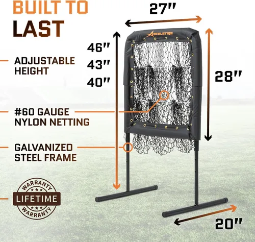 Vista 5 de Red de béisbol de lanzamiento con 9 objetivos, diseño flexible para portabilidad, equipo de entrenamiento de softbol para jóvenes y adultos, bolsa