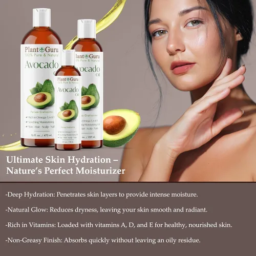 Vista 2 de Aceite de aguacate de 4 onzas líquidas prensado en frío, 100% puro y natural, portador para el crecimiento de la piel, la cara y el cabello.
