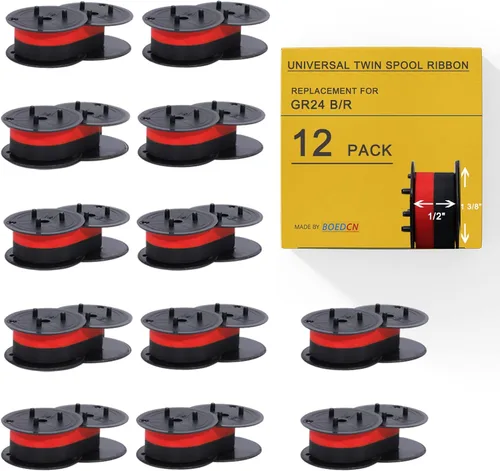 Vista 8 de Paquete de 3 cintas de repuesto para calculadora Porelon 11216 de doble carrete, universal GR24br compatible con Sharp el-1197piii, Nukote BR80c