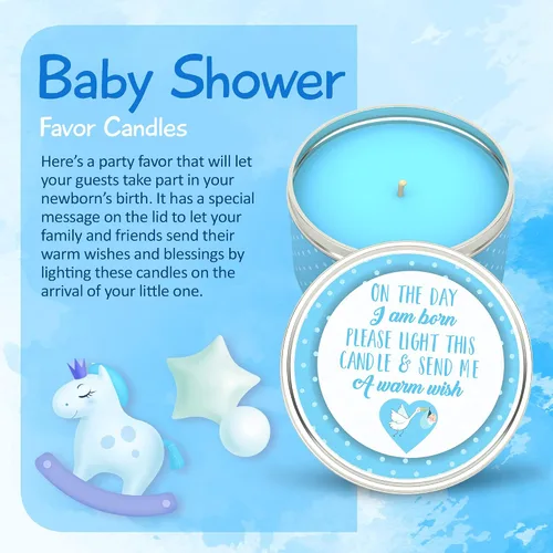 Vista 2 de Majestic Zen Juego de regalo de velas para baby shower, paquete de 9 velas de cera de soja perfumadas neutrales, aroma a polvo fresco para bebé, 30