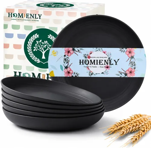 Vista 10 de Homienly Juego de 6 platos pequeños de postre de 8 pulgadas, platos profundos de paja de trigo irrompibles para fiestas, campamento, microondas