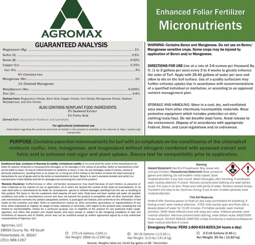 Vista 2 de Micronutrientes (1 galón) por AGROMAX - Fertilizante líquido