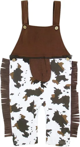 Vista 2 de A&J DESIGN Conjunto de mameluco vaquero para bebé con bufanda y sombrero