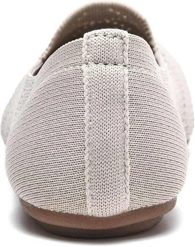 Vista 6 de poemlady Zapatos planos de ballet para mujer, zapatos de vestir de punto con punta redonda sin cordones, zapatos planos de bailarina para mujer