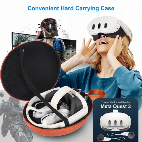 Vista 3 de Hard Carrying Case for MetaOculus Quest 3 VR Gaming Headset & Touch Controllers, Waterproof Portable Travel Storage Bag for Quest 3 Accessories