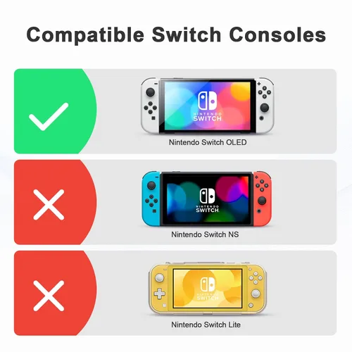 Vista 2 de JINGDU Protective Case Compatible with Switch OLED, Dockable TPU Cover Accessories for Switch OLED Console and Grip Joy-Con, The Switch Protector