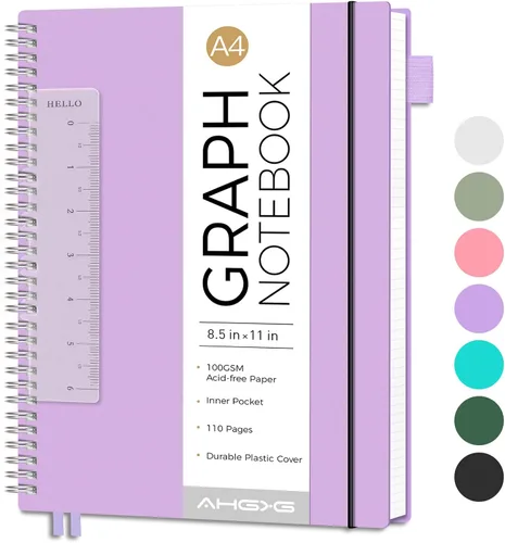 Vista 35 de AHGXG Diario de puntos, cuaderno en espiral de cuadrícula de puntos de 8.5 x 11 pulgadas, cuaderno de puntos grande A4, papel grueso de 3.53 oz/m²