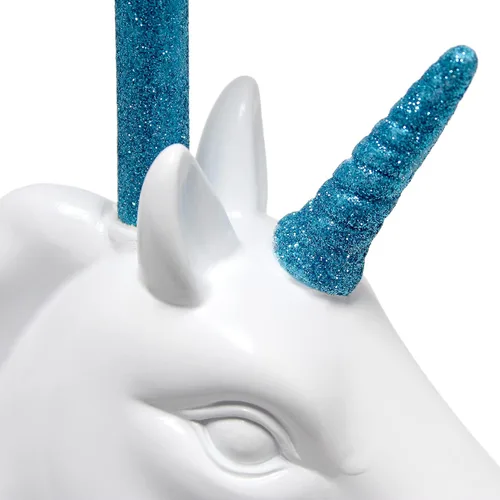 Vista 7 de Simple Designs LT1078-BLU - Lámpara de mesa de unicornio con purpurina brillante, color azul