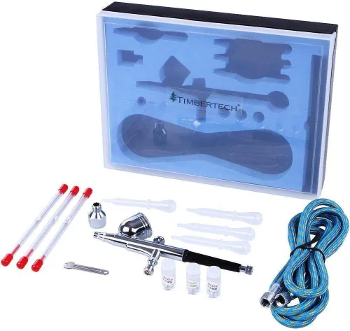 Vista 6 de TIMBERTECH Kit de aerógrafo con compresor, juego de compresor de aerógrafo multiuso, aerógrafo de doble acción con alimentación por gravedad
