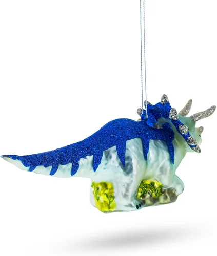 Vista 3 de Dinosaurio brillante brillante - Adorno navideño de vidrio soplado