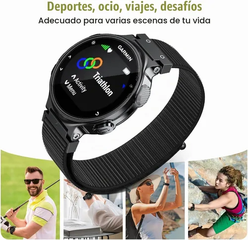 Vista 5 de NotoCity Para Forerunner 735XT Banda Nylon Forerunner 235 Smartwatch Band Forerunner 630/620/220/230 Correa Approach S6 Watchband (negro)