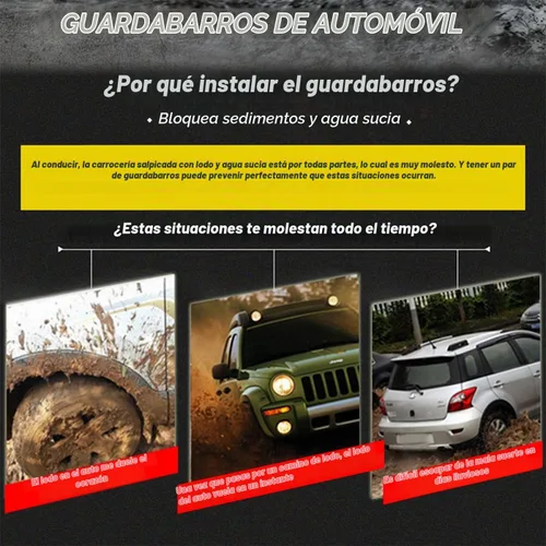 Vista 2 de 4 unidades de guardabarros de tamaño mini universal para automóvil, protector contra salpicaduras, apto para sedán, hatchbacks, protector de lodo